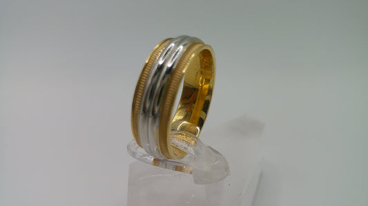 14k gold ring band | two-toned fancy carved milgrain | size 7.25