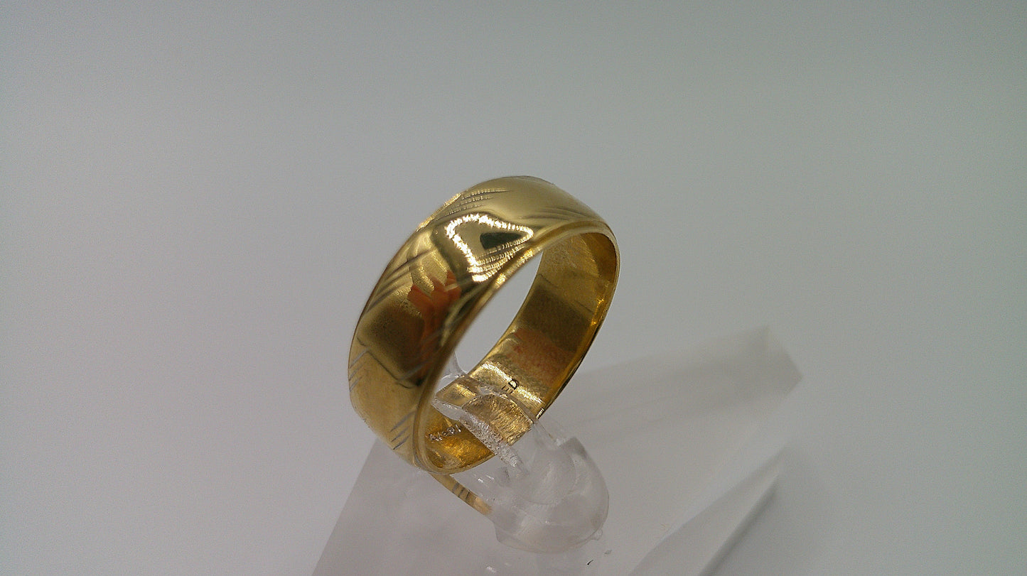 14k gold ring band | fancy carved | size 6.5