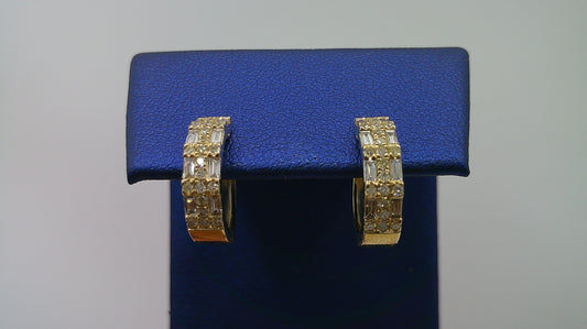 14k yellow gold diamond huggie earrings | .68 carat