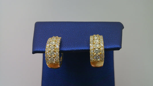 14k yellow gold diamond huggie earrings | 1.04 carat