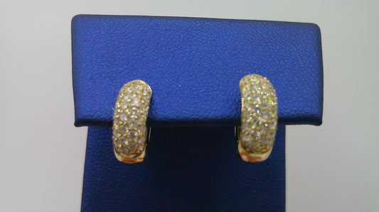 14k yellow gold diamond huggie earrings | .87 carat