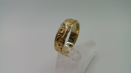 14k gold ring band | two-toned | fancy carved | size 12.5