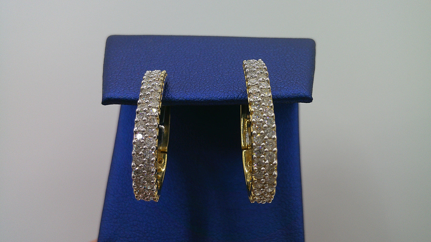 14k yellow gold diamond huggie earrings | 1.47 carat