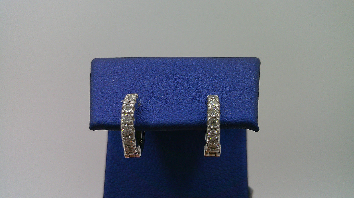 14k white gold diamond huggie earrings | .21 carat