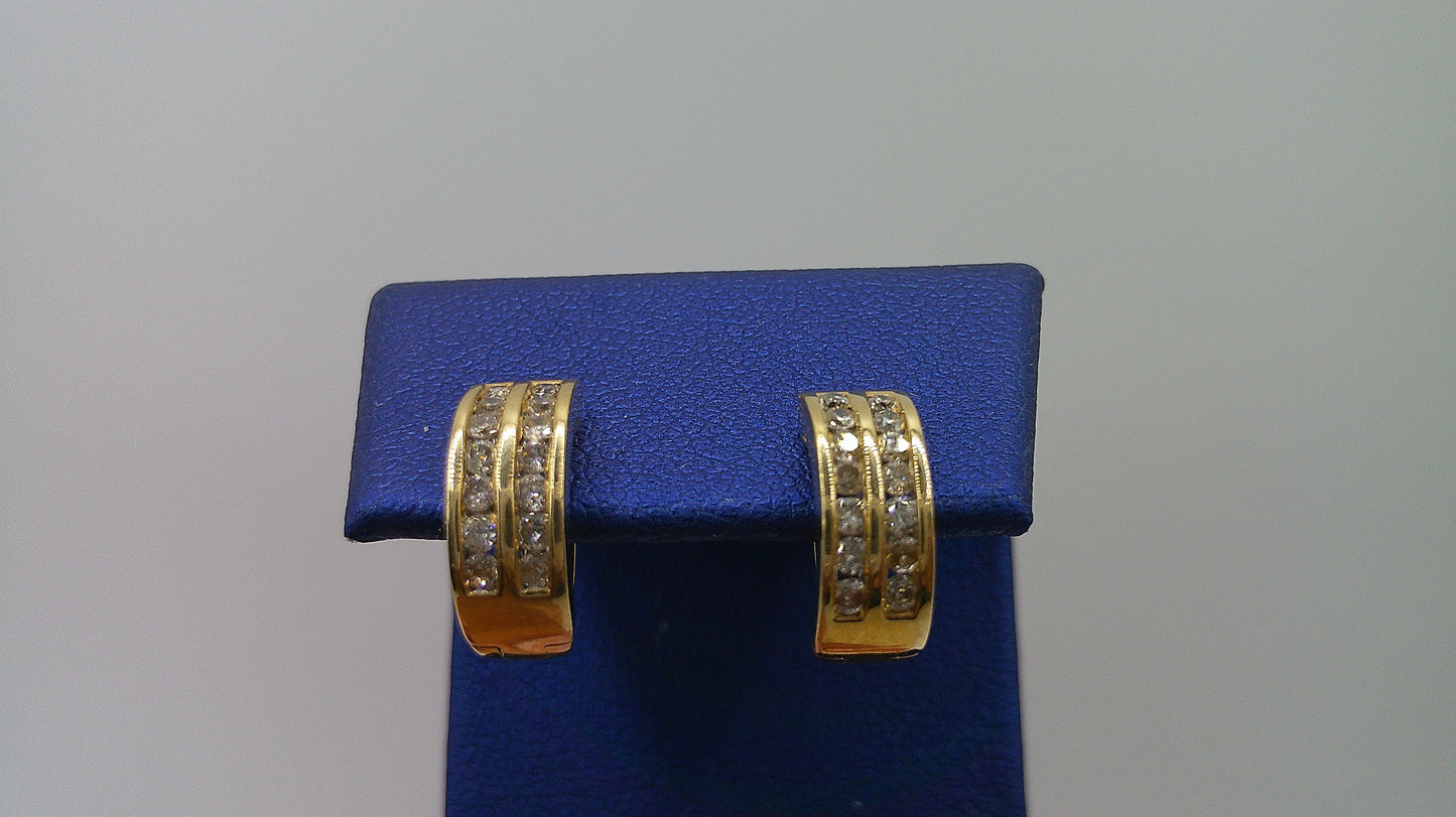 14k yellow gold diamond huggie earrings | .35 carat