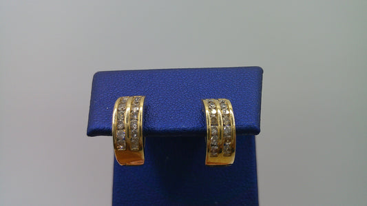 14k yellow gold diamond huggie earrings | .35 carat