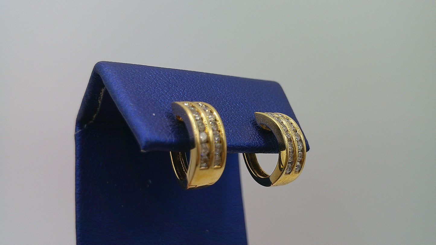 14k yellow gold diamond huggie earrings | .35 carat