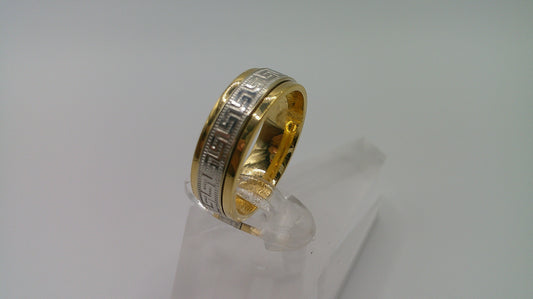 14k gold ring band | two-toned | greek key | size 5.75