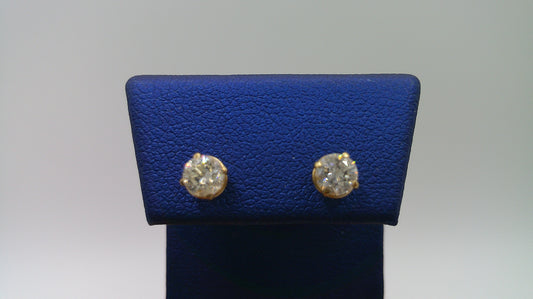 14k yellow gold diamond earrings | pushback | .65 carat