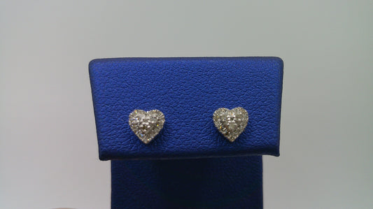 14k white gold diamond screwback earrings | heart | .15 carat