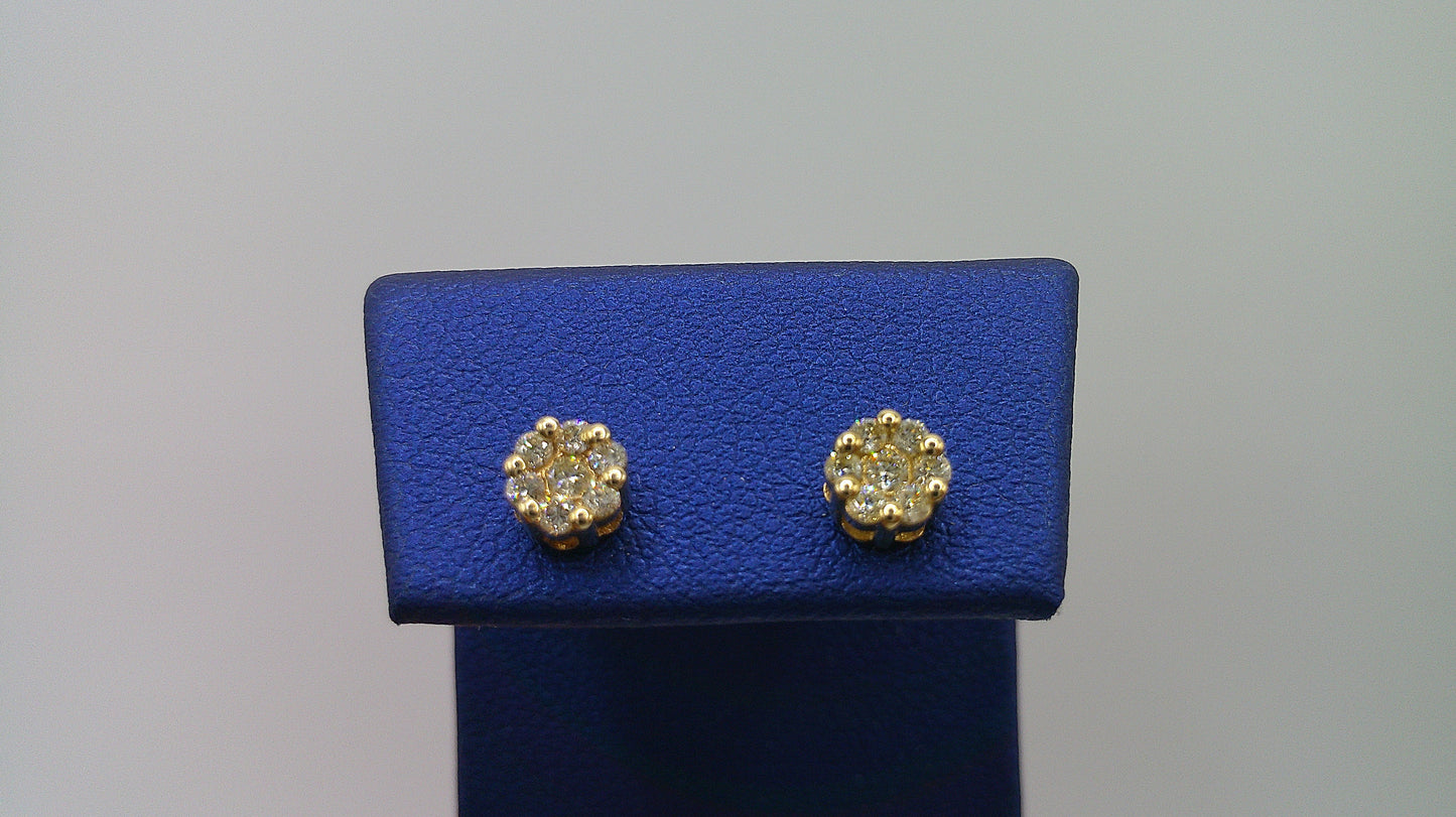 14k yellow gold diamond screwback earrings | flower | .31 carat