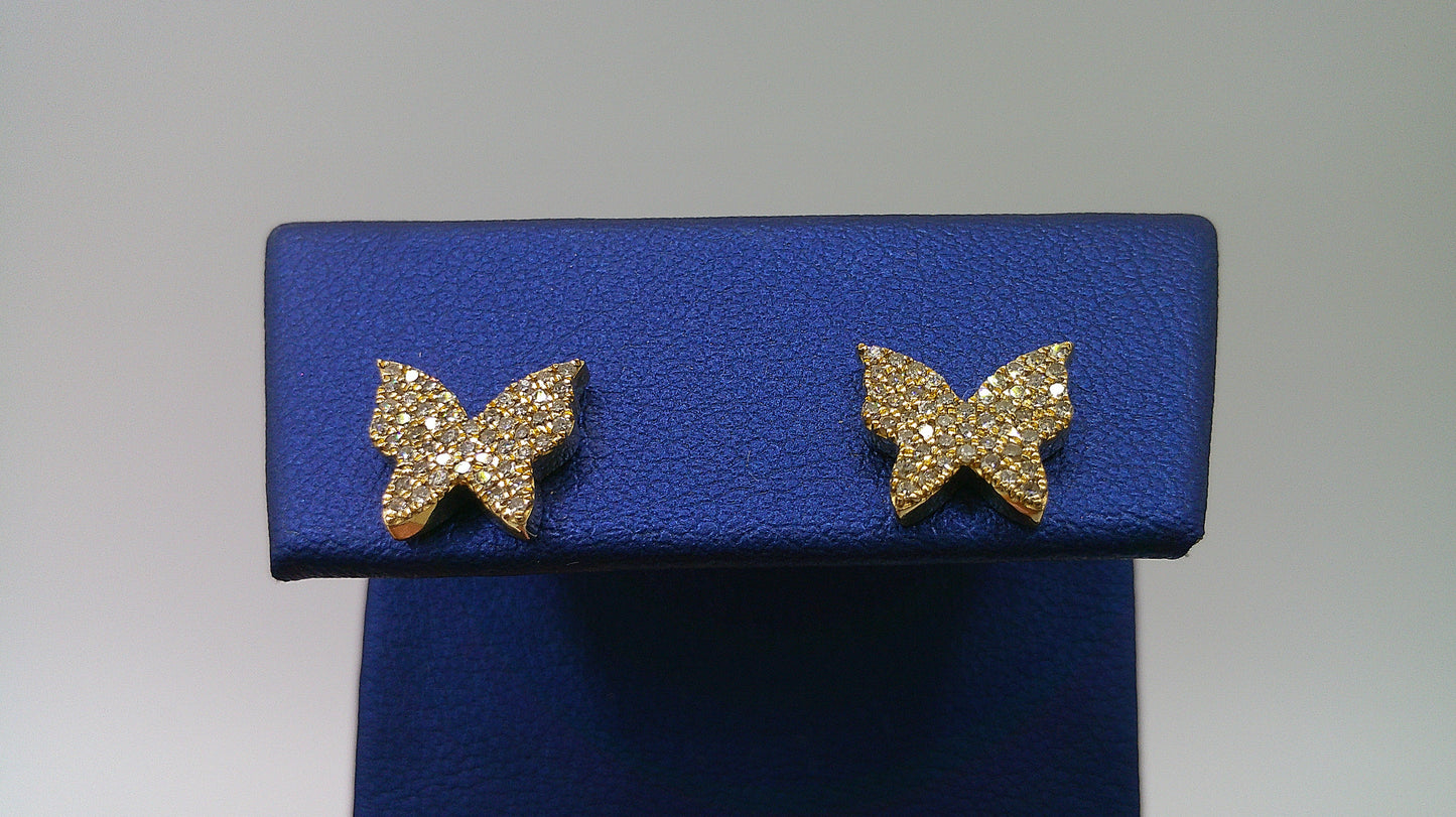 14k yellow gold diamond earring | butterfly | screwback | 0.44 carat