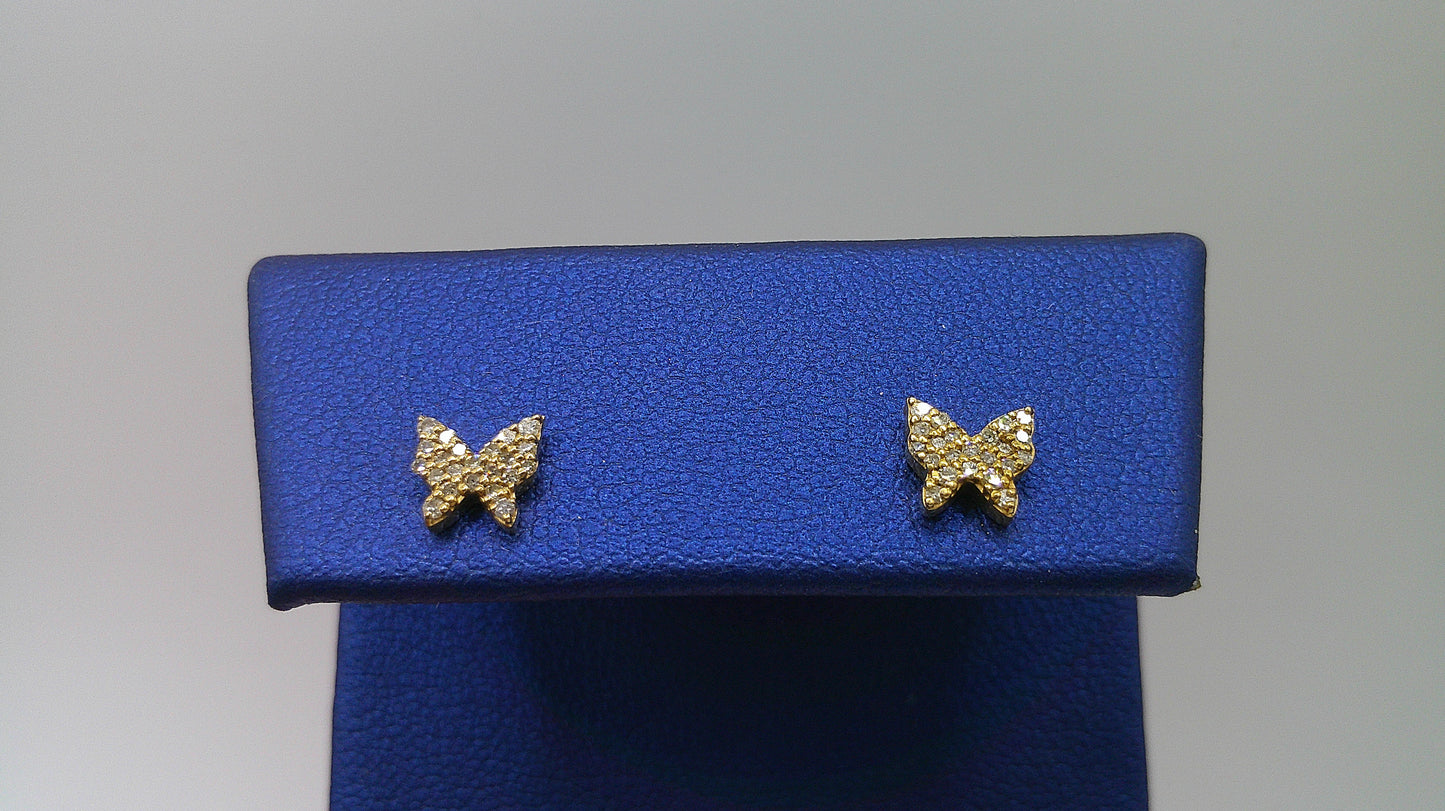 14k yellow gold diamond earring | butterfly | screwback | 0.16 carat