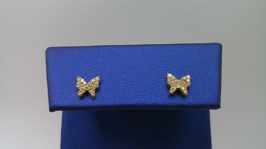 14k yellow gold diamond earring | butterfly | screwback | 0.16 carat