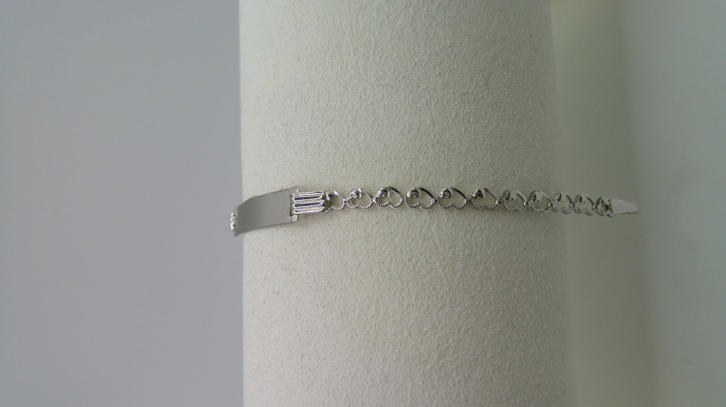 14k white gold baby bracelet | ID bracelet | Chain link heart bracelet