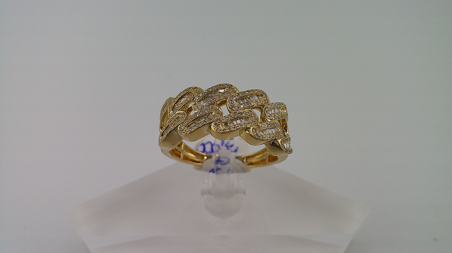 14k gold diamond ring | 1.5 ct diamonds | Cuban ring with baguettes and small round diamonds | size 9