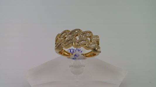 14k gold diamond ring | 1.5 ct diamonds | Cuban ring with baguettes and small round diamonds | size 9