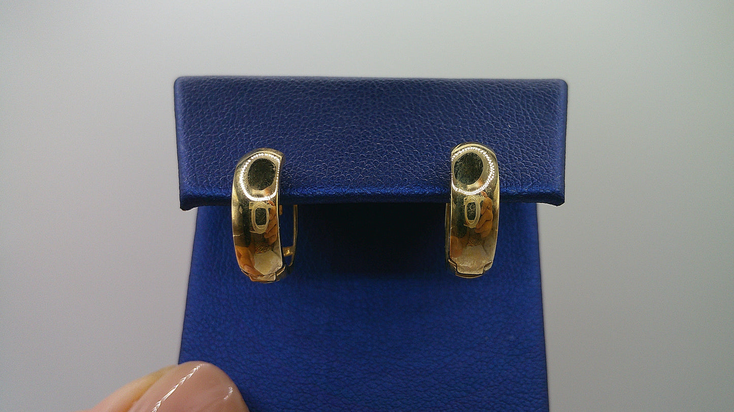 14k gold huggie earrings simple design and open backing