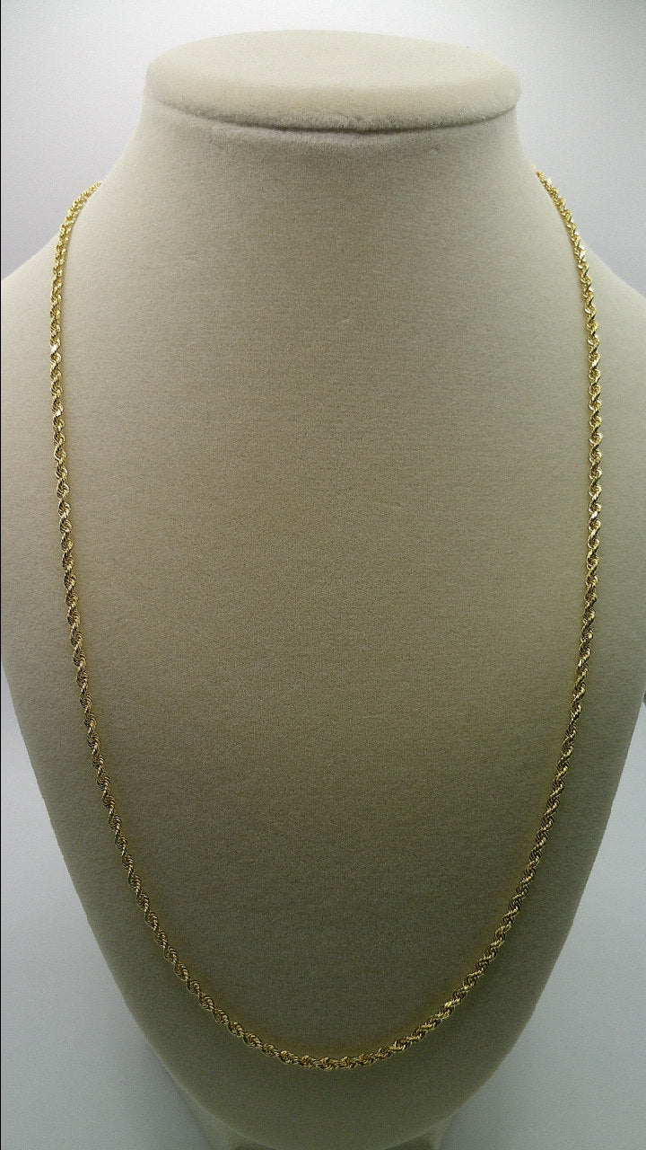 solid rope chain | diamond cut | 14k gold | 22 inches length