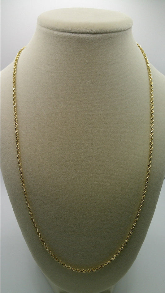 solid rope chain | diamond cut | 14k gold | 22 inches length