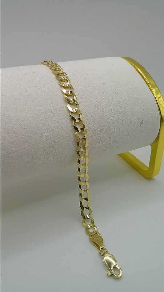 14k gold flat Cuban link bracelet | 8 inches