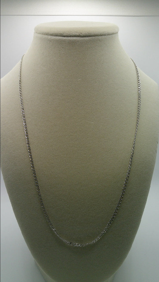 14k white gold chain | thin flat Cuban chain | 19 inches