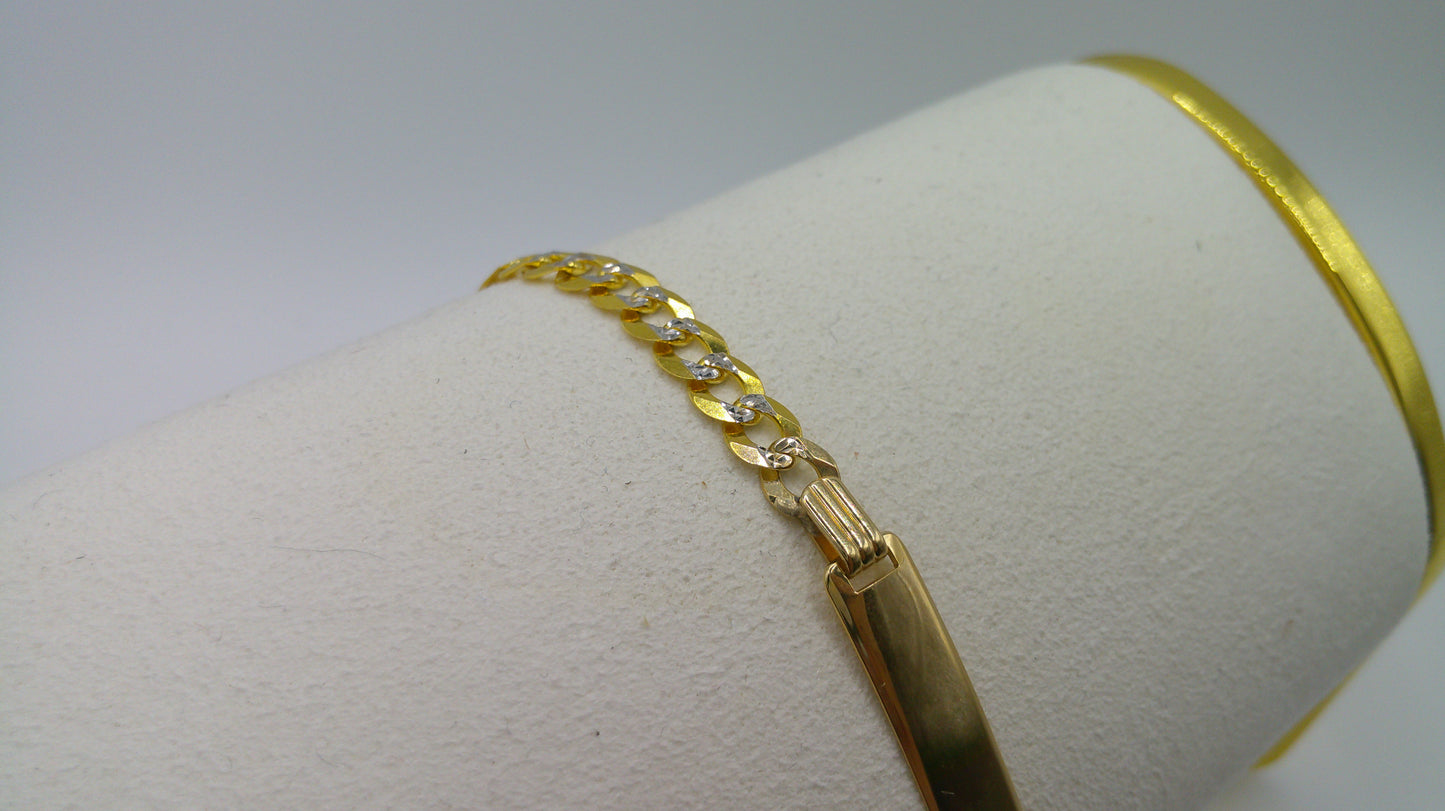 14k gold baby ID bracelet | Pave Miami Curb Link