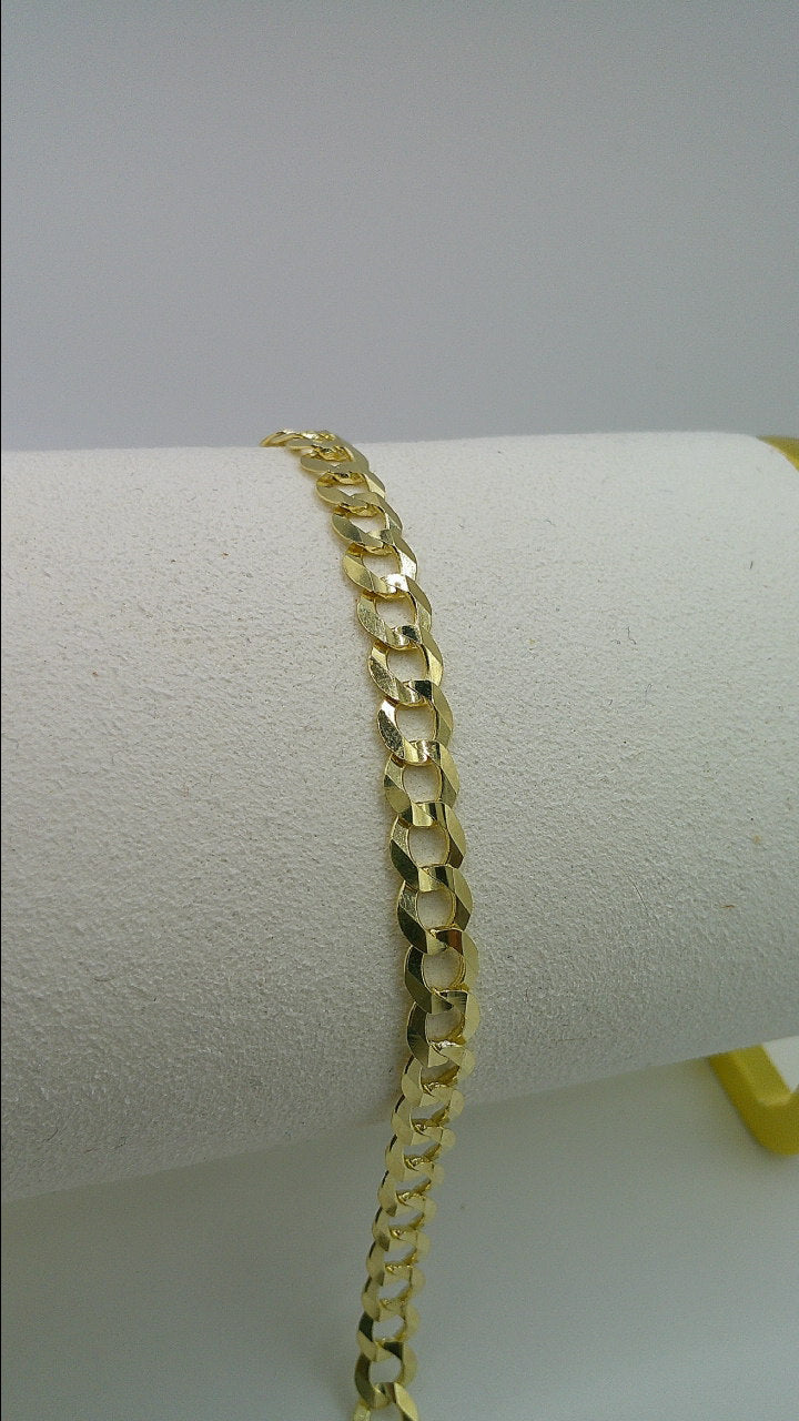 14k gold flat Cuban link bracelet | 8 inches