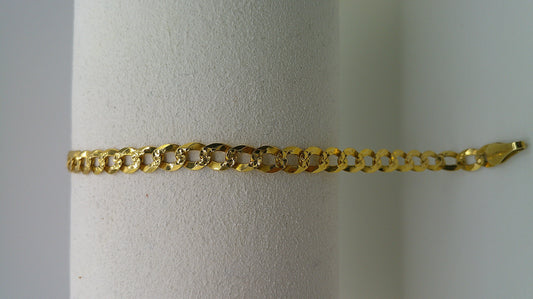 14k yellow gold flat Cuban link bracelet | 7 inches