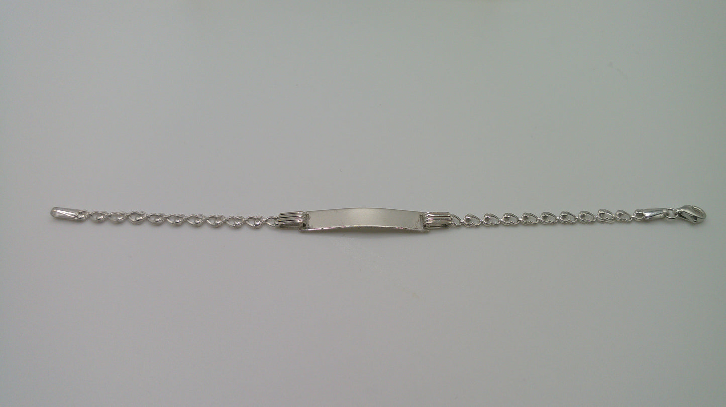 14k white gold baby bracelet | ID bracelet | Chain link heart bracelet