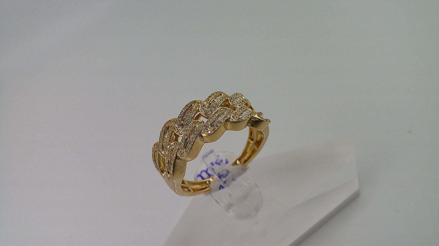 14k gold diamond ring | 1.5 ct diamonds | Cuban ring with baguettes and small round diamonds | size 9