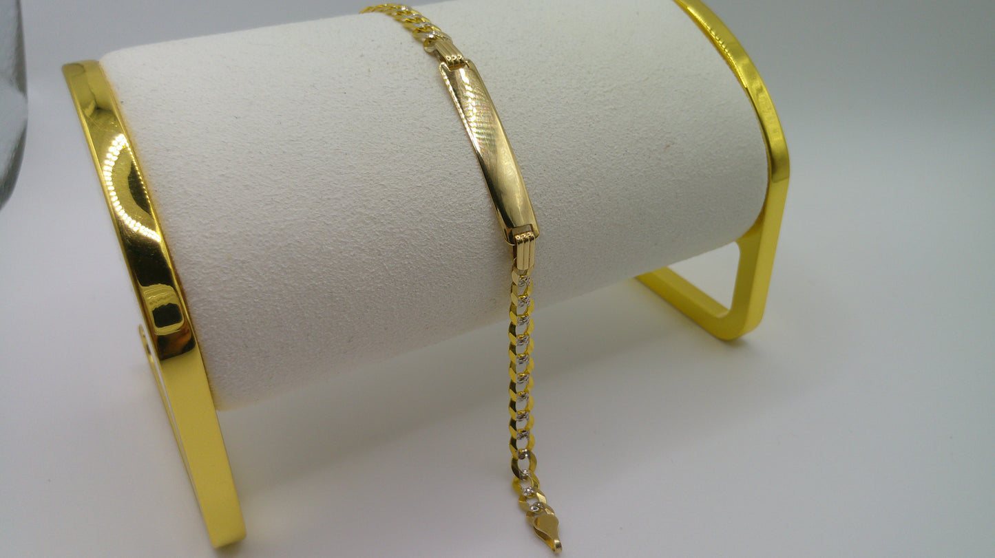 14k gold baby ID bracelet | Pave Miami Curb Link