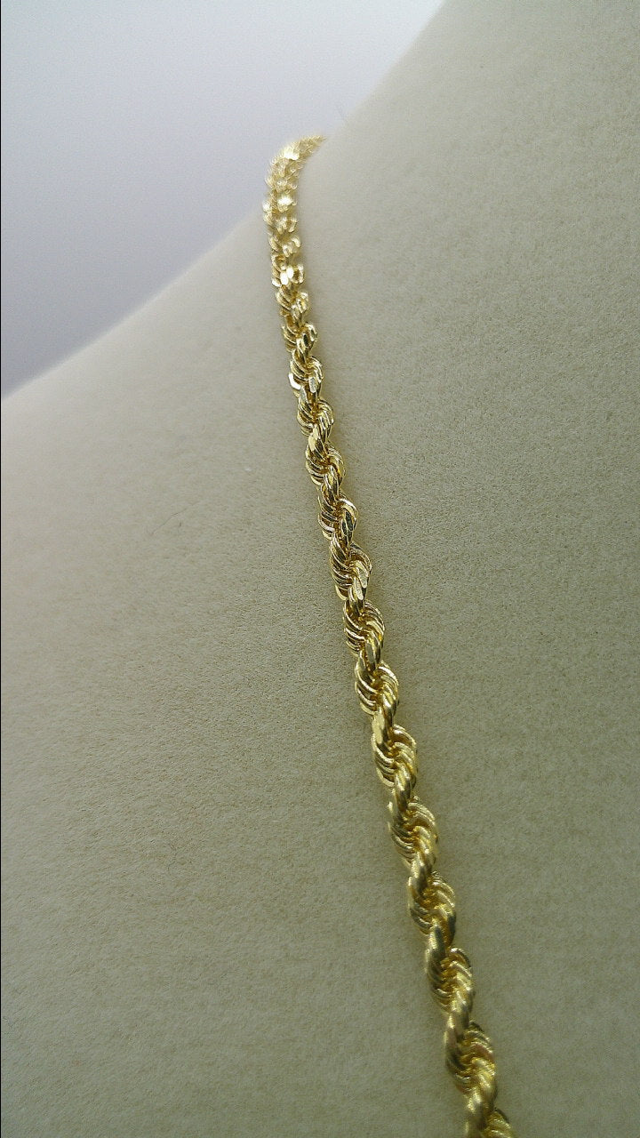 solid rope chain | diamond cut | 14k gold | 22 inches length