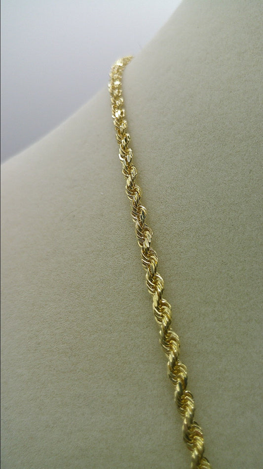 solid rope chain | diamond cut | 14k gold | 22 inches length