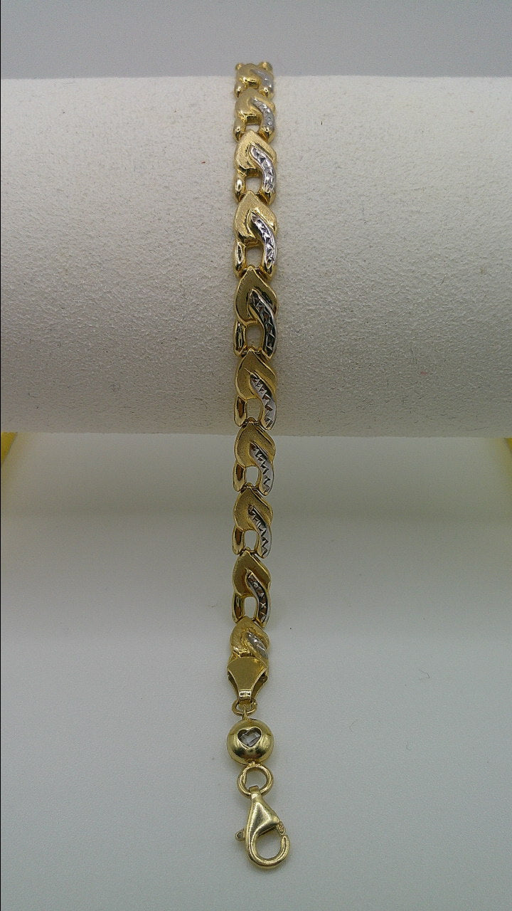 14k yellow gold link bracelet | fancy cut | 7 inches