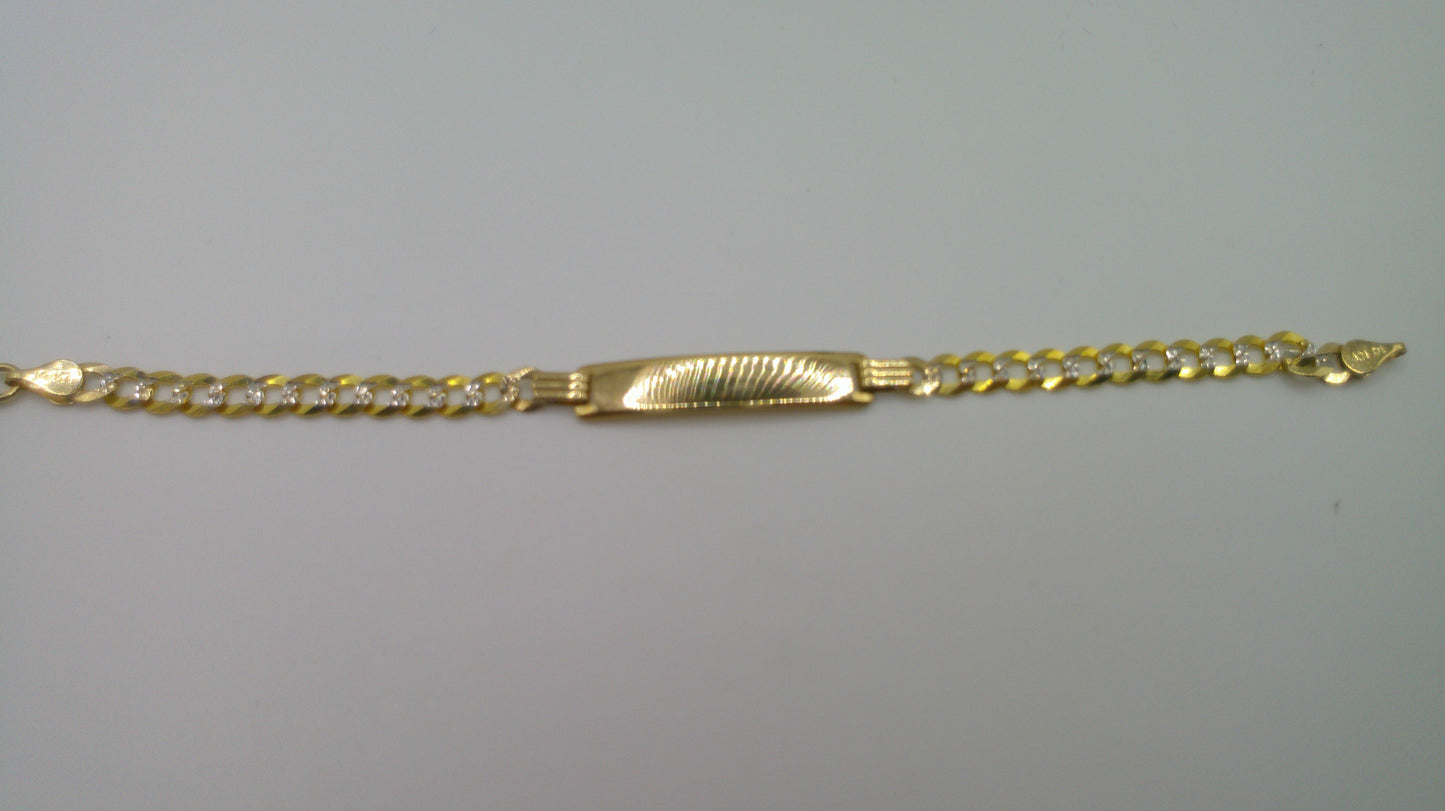 14k gold baby ID bracelet | Pave Miami Curb Link