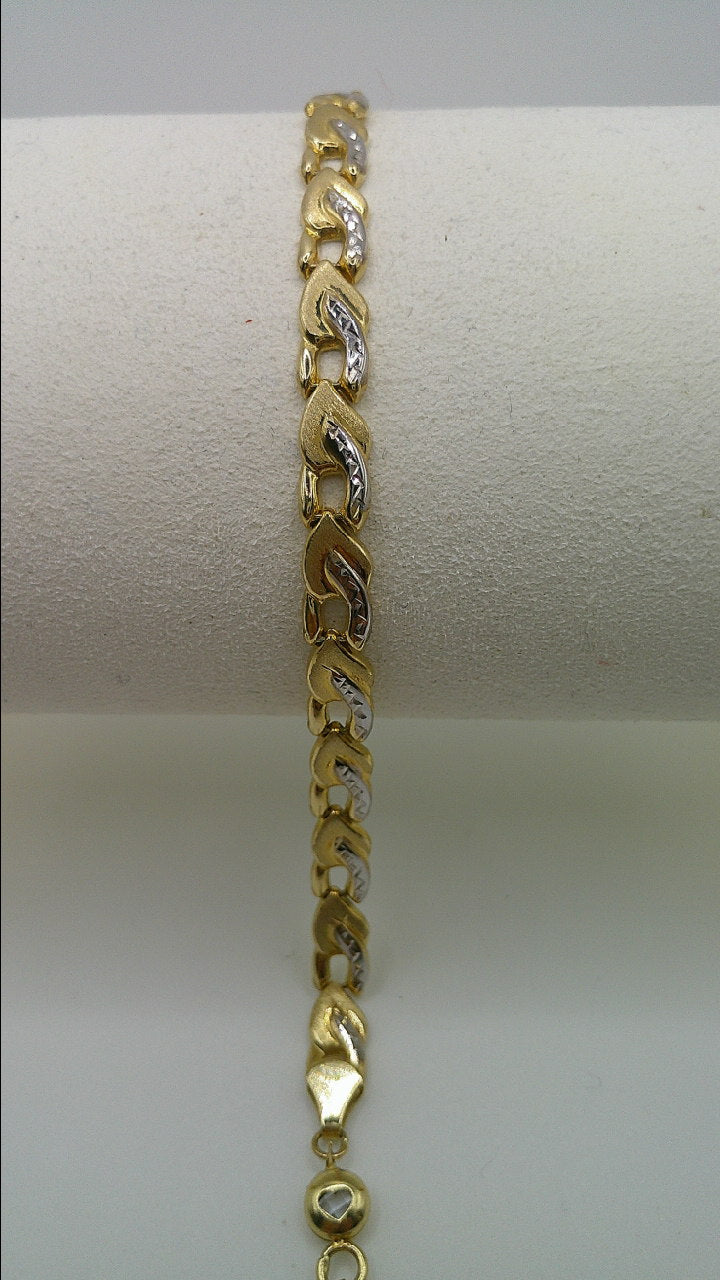 14k yellow gold link bracelet | fancy cut | 7 inches