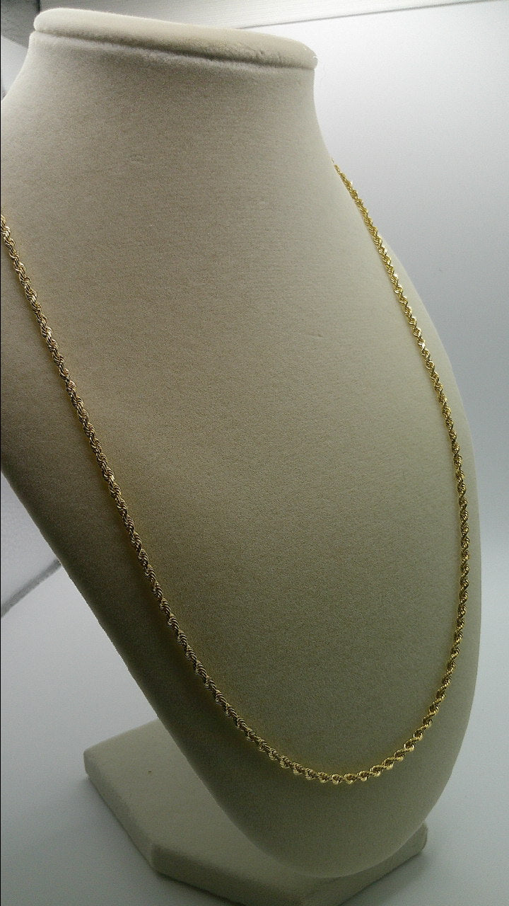 solid rope chain | diamond cut | 14k gold | 22 inches length