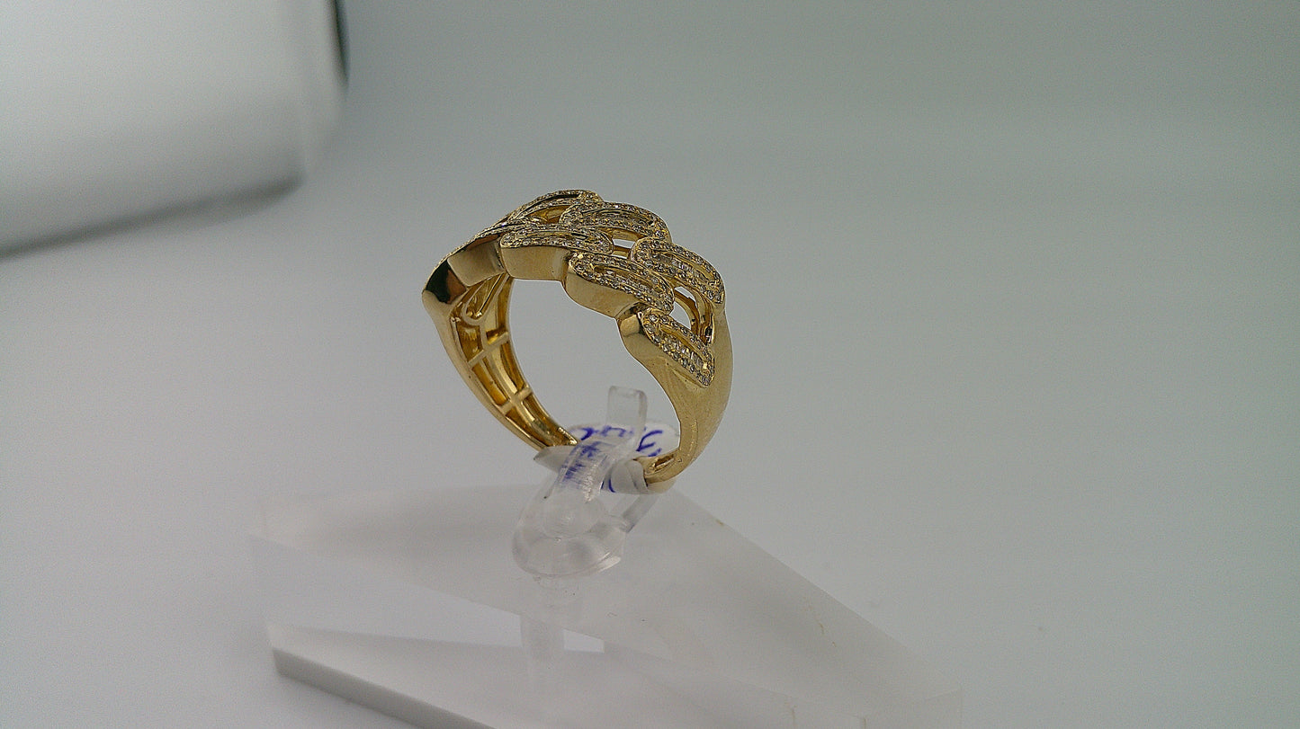 14k gold diamond ring | 1.5 ct diamonds | Cuban ring with baguettes and small round diamonds | size 9