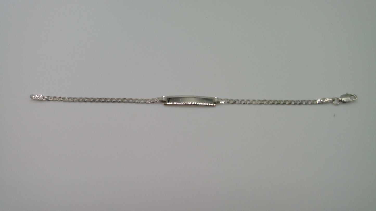 14k white gold baby bracelet | ID bracelet | Flat curb link bracelet