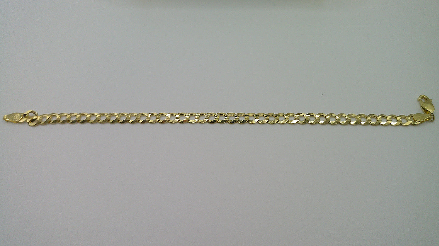 14k gold flat Cuban link bracelet | 8 inches