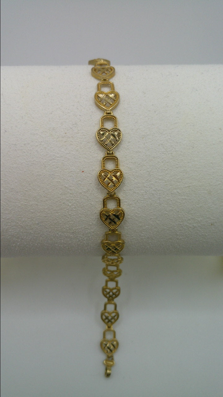 14k yellow gold heart bracelet | 6.5 inches