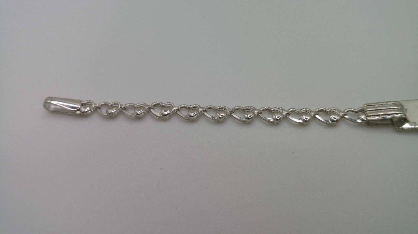 14k white gold baby bracelet | ID bracelet | Chain link heart bracelet