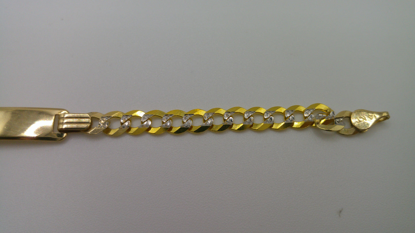 14k gold baby ID bracelet | Pave Miami Curb Link