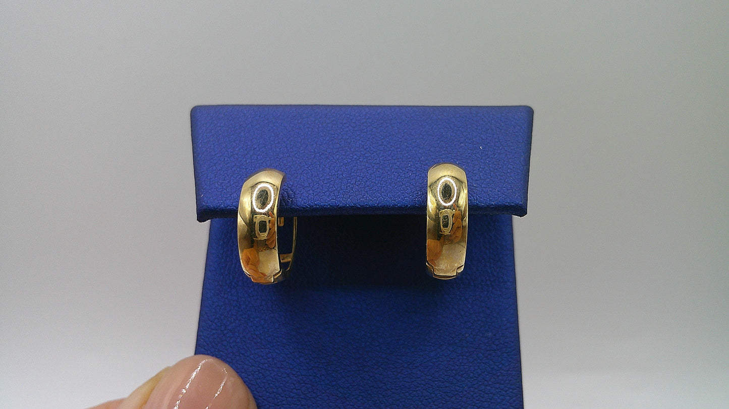 14k gold huggie earrings simple design and open backing