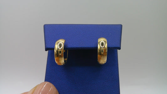 14k gold huggie earrings simple design and open backing