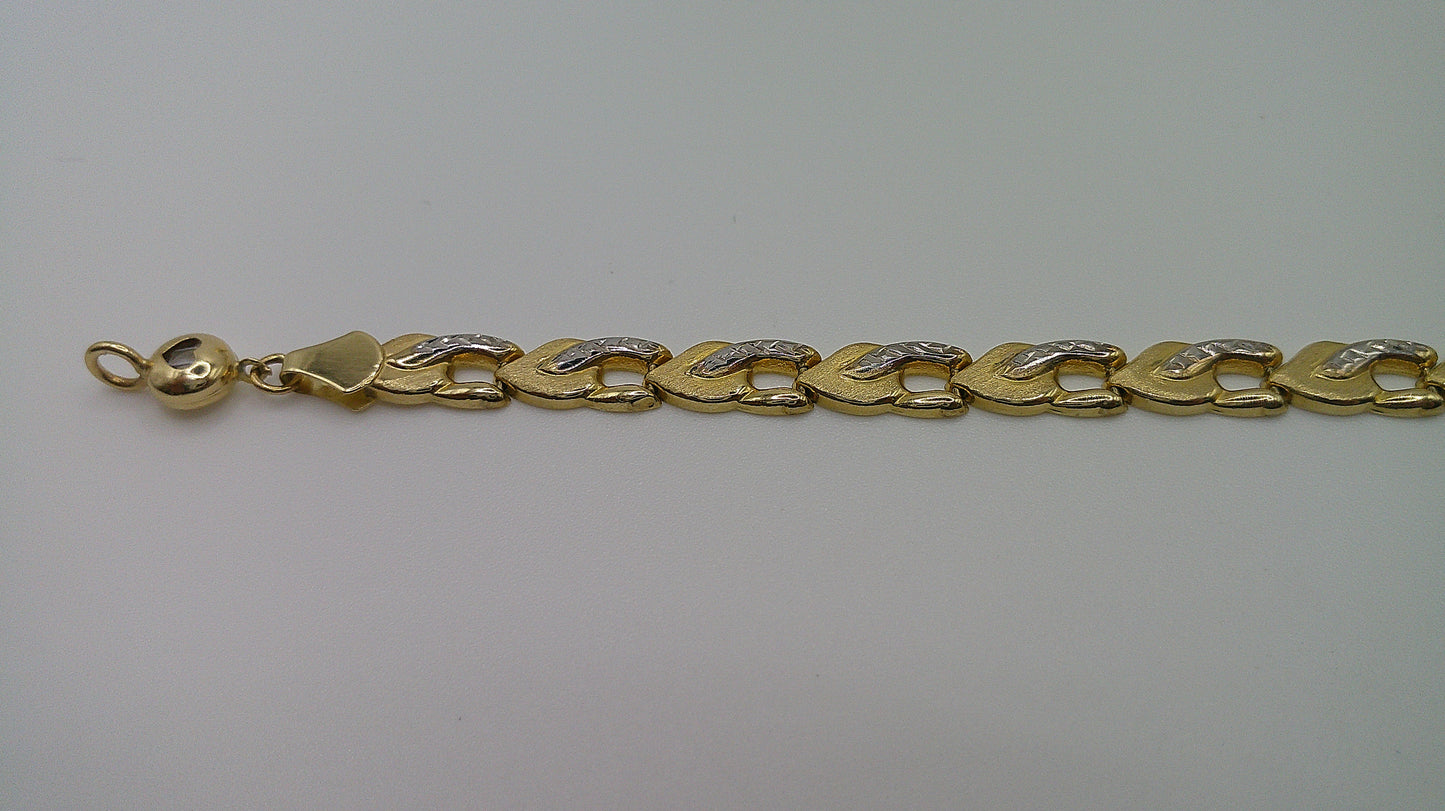 14k yellow gold link bracelet | fancy cut | 7 inches