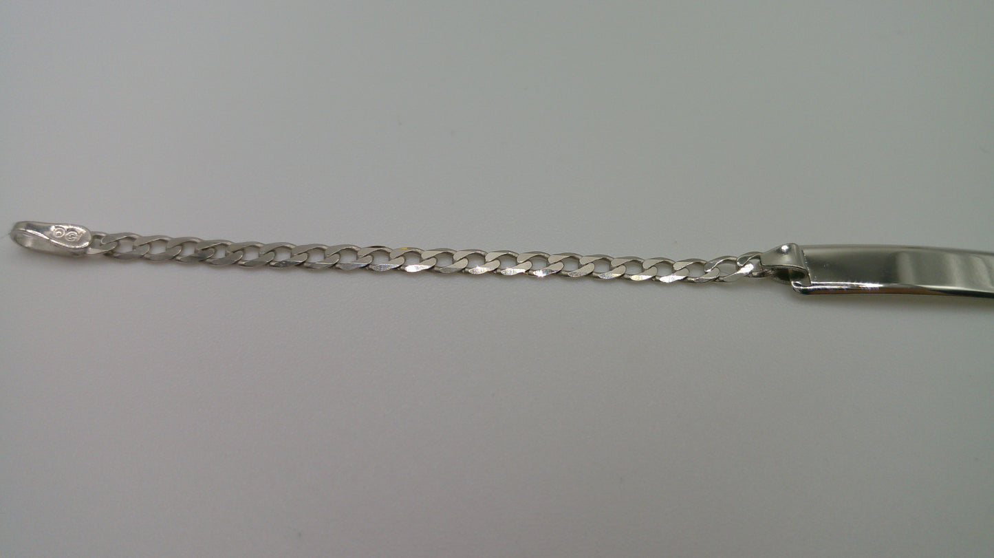 14k white gold baby bracelet | ID bracelet | Flat curb link bracelet