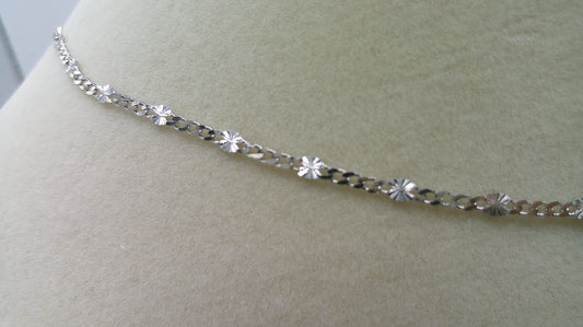 14k white gold chain | lightweight flat Cuban chain | 16 inches