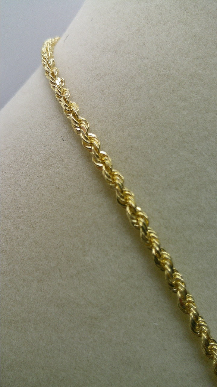 solid rope chain | diamond cut | 14k gold | 22 inches length